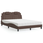 Bed met matras kunstleer bruin 140x200 cm