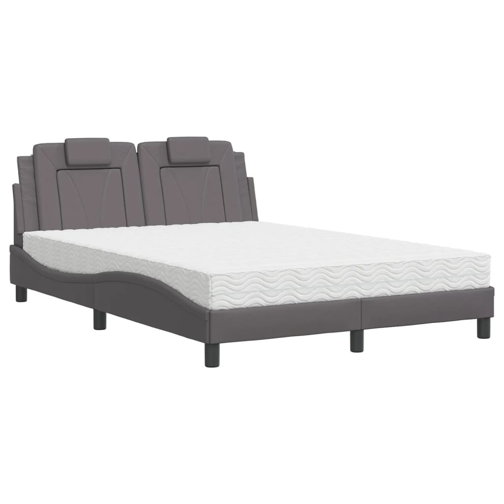 Bed met matras kunstleer grijs 140x200 cm