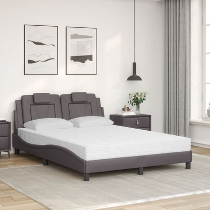 Bed met matras kunstleer grijs 140x200 cm