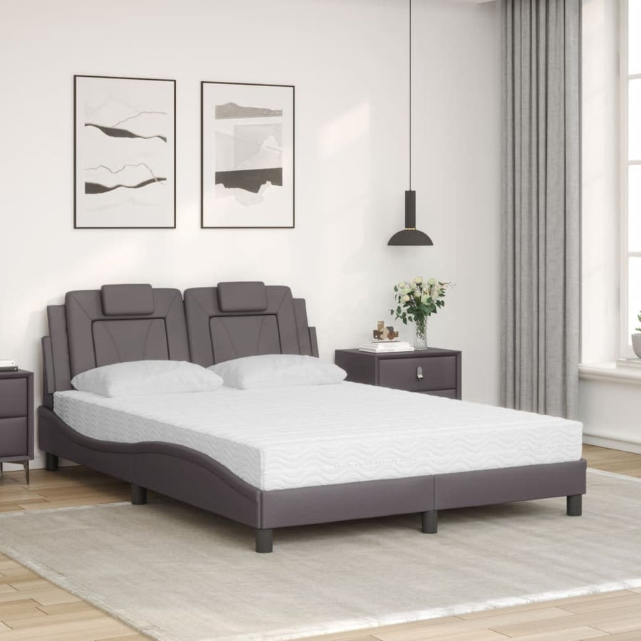 Bed met matras kunstleer grijs 140x200 cm
