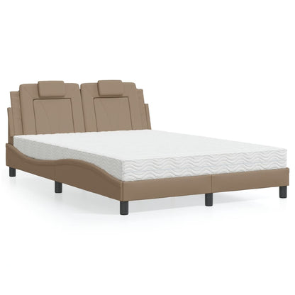 Bed "Viana" met matras kunstleer cappuccinokleurig 140x200 cm