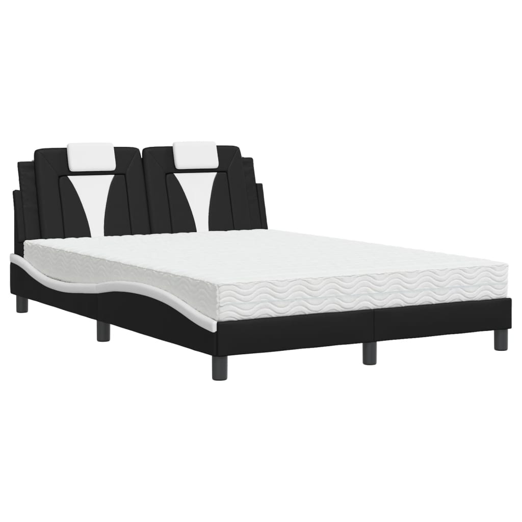 Bed met matras kunstleer zwart en wit 140x200 cm