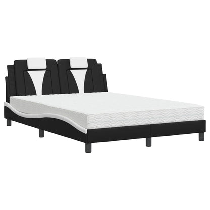Bed met matras kunstleer zwart en wit 140x200 cm