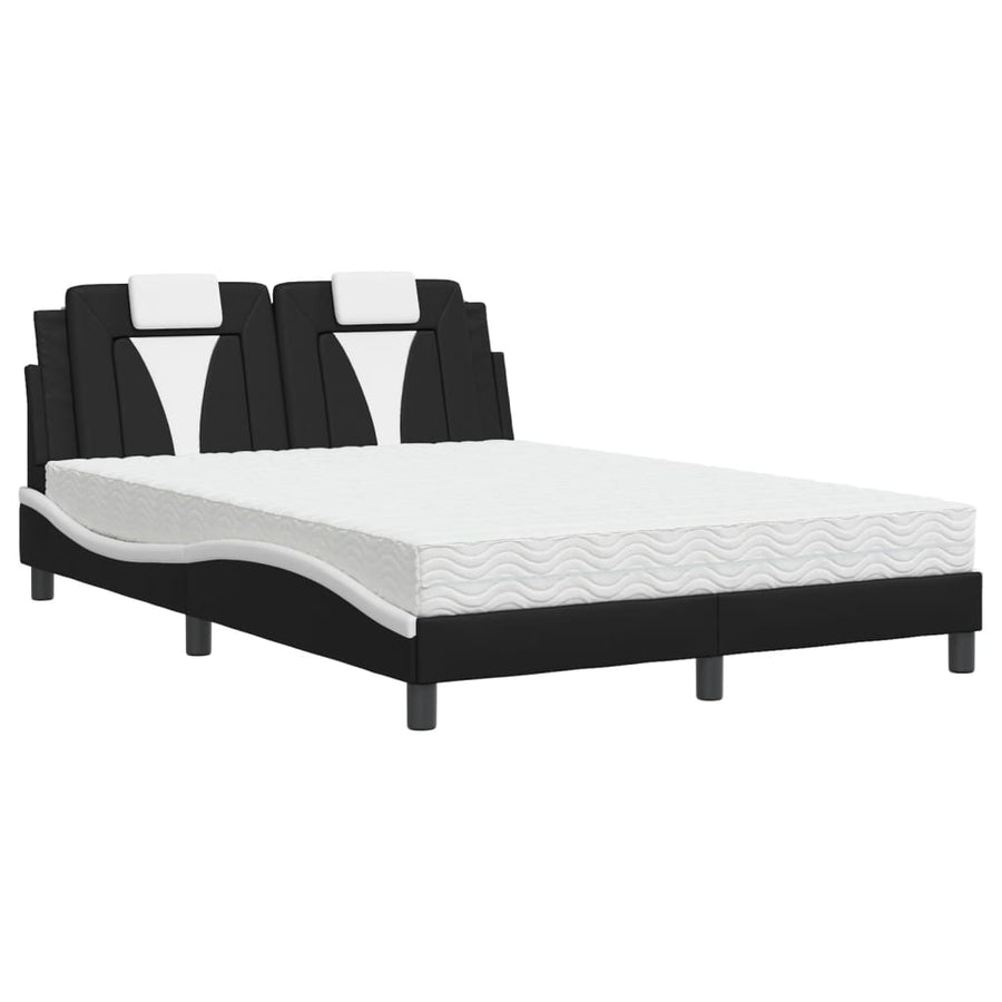 Bed met matras kunstleer zwart en wit 140x200 cm