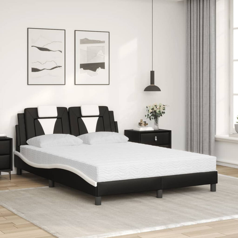Bed met matras kunstleer zwart en wit 140x200 cm