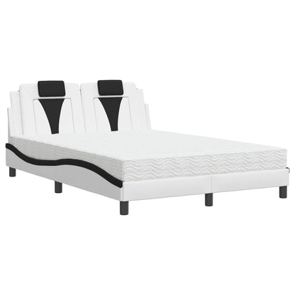 Bed met matras kunstleer wit en zwart 140x200 cm