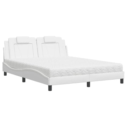 Bed met matras kunstleer wit 160x200 cm