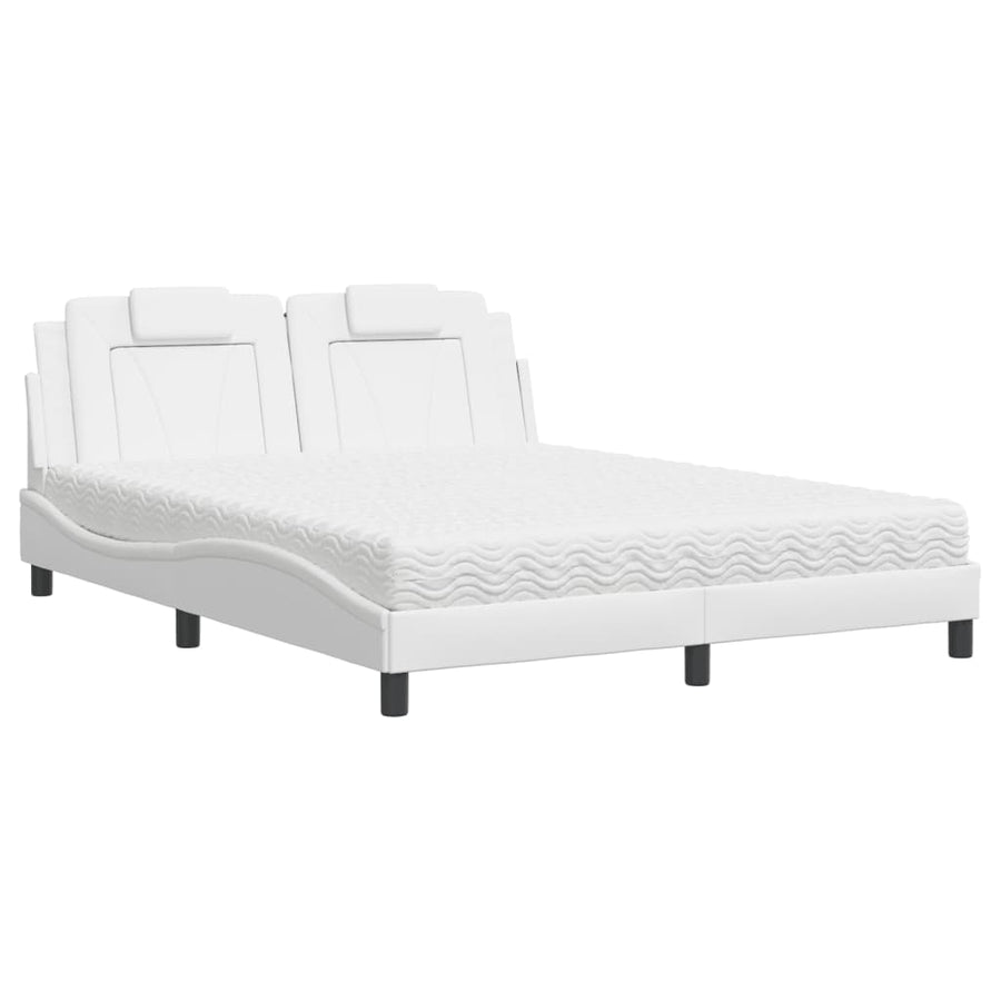Bed met matras kunstleer wit 160x200 cm
