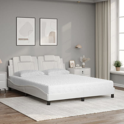 Bed met matras kunstleer wit 160x200 cm