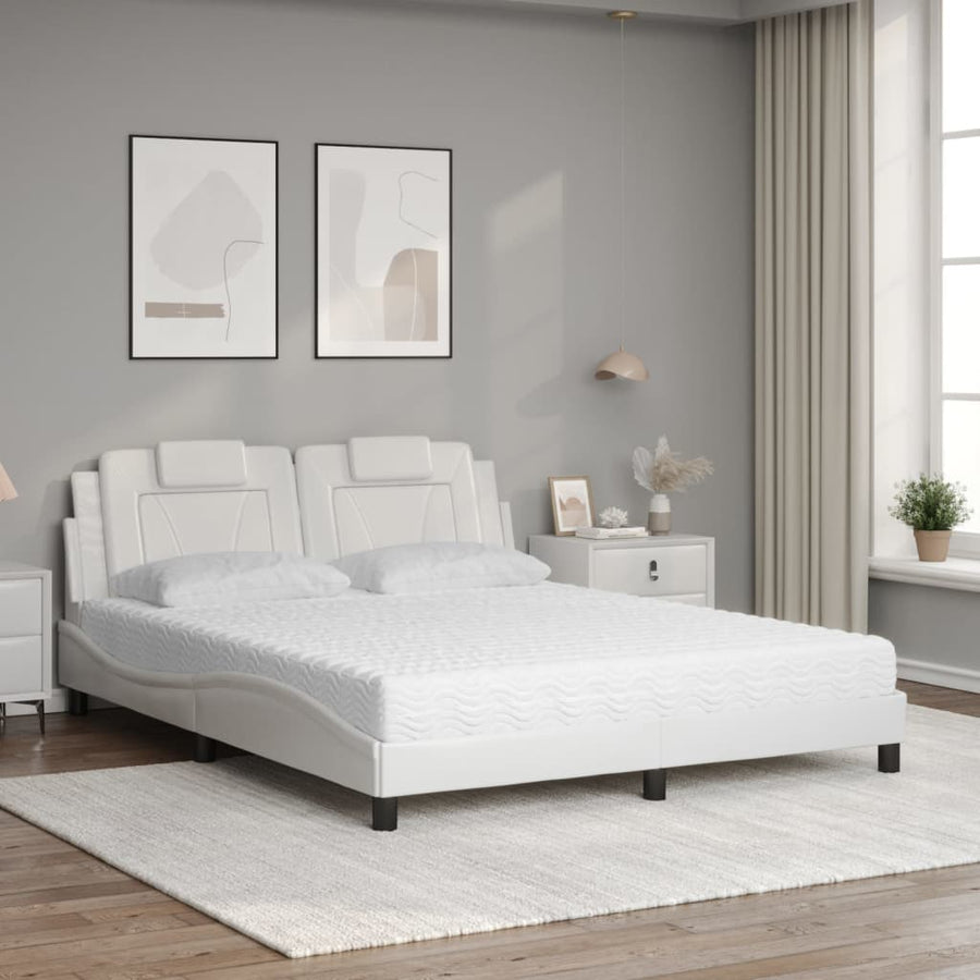 Bed met matras kunstleer wit 160x200 cm