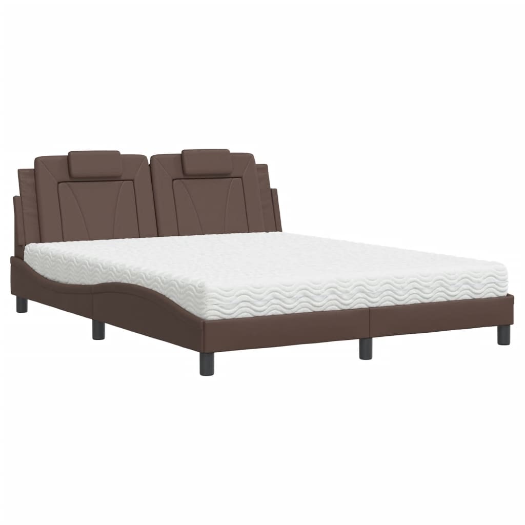 Bed met matras kunstleer bruin 160x200 cm