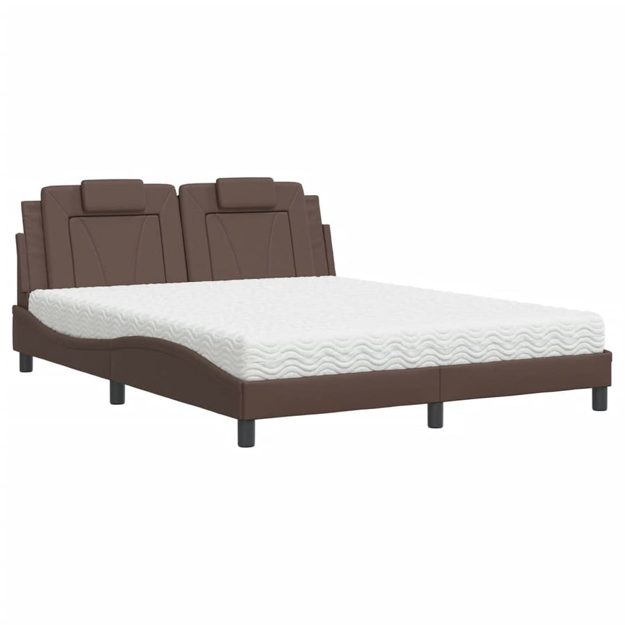 Bed met matras kunstleer bruin 160x200 cm