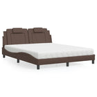 Bed met matras kunstleer bruin 160x200 cm