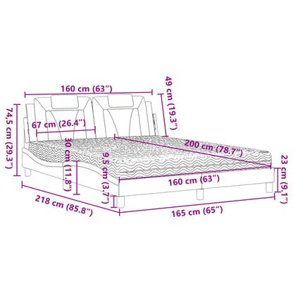 Bed met matras kunstleer grijs 160x200 cm