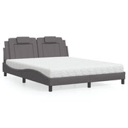 Bed met matras 160x200 cm kunstleer grijs