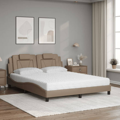 Bed met matras kunstleer cappuccinokleurig 160x200 cm