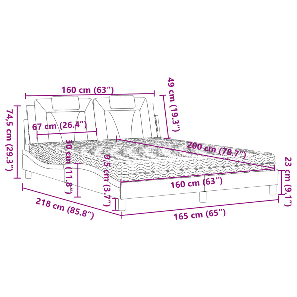 Bed met matras kunstleer cappuccinokleurig 160x200 cm