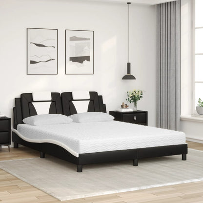 Bed met matras kunstleer zwart en wit 160x200 cm