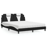 Bed met matras 160x200 cm kunstleer zwart wit