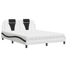 Bed Met Matras Kunstleer 160 x 200 cm Wit en zwart