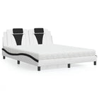 Bed "Viana" with mattress faux leather white and black 160x200 cm