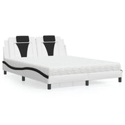 Bed met matras 160x200 cm kunstleer wit zwart
