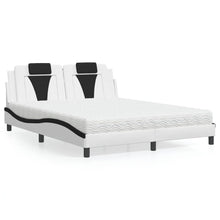 Bed Met Matras Kunstleer 160 x 200 cm Wit en zwart