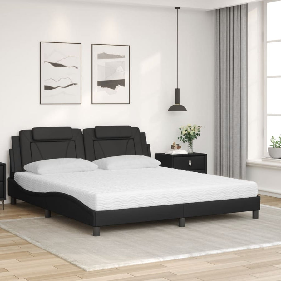 Bed met matras kunstleer zwart 180x200 cm