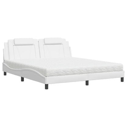Bed met matras kunstleer wit 180x200 cm