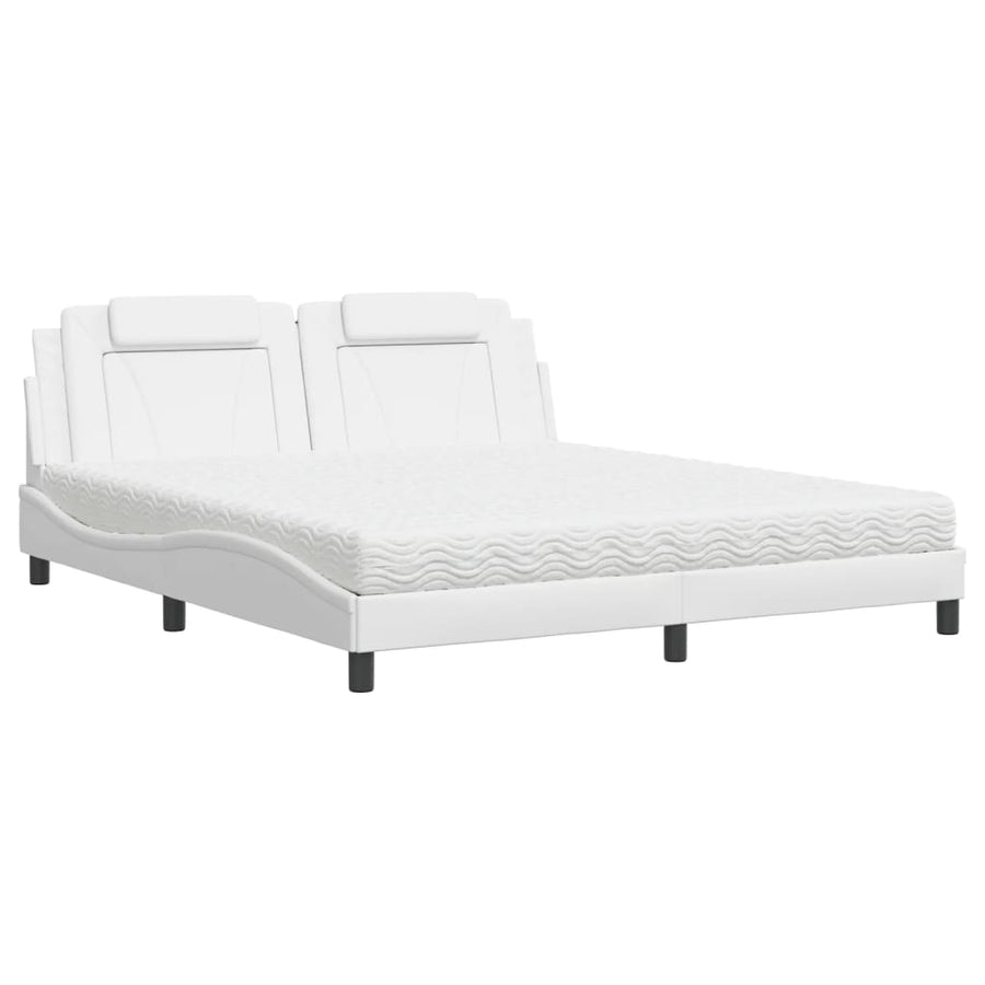 Bed met matras kunstleer wit 180x200 cm