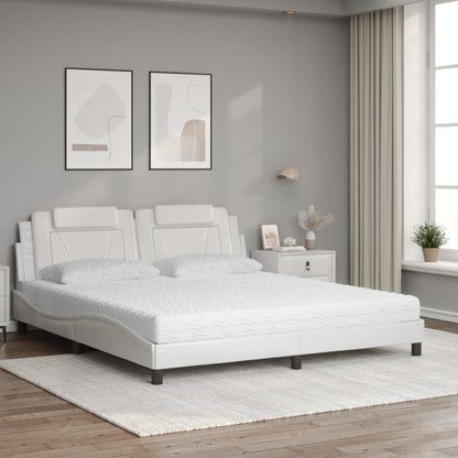 Bed met matras kunstleer wit 180x200 cm