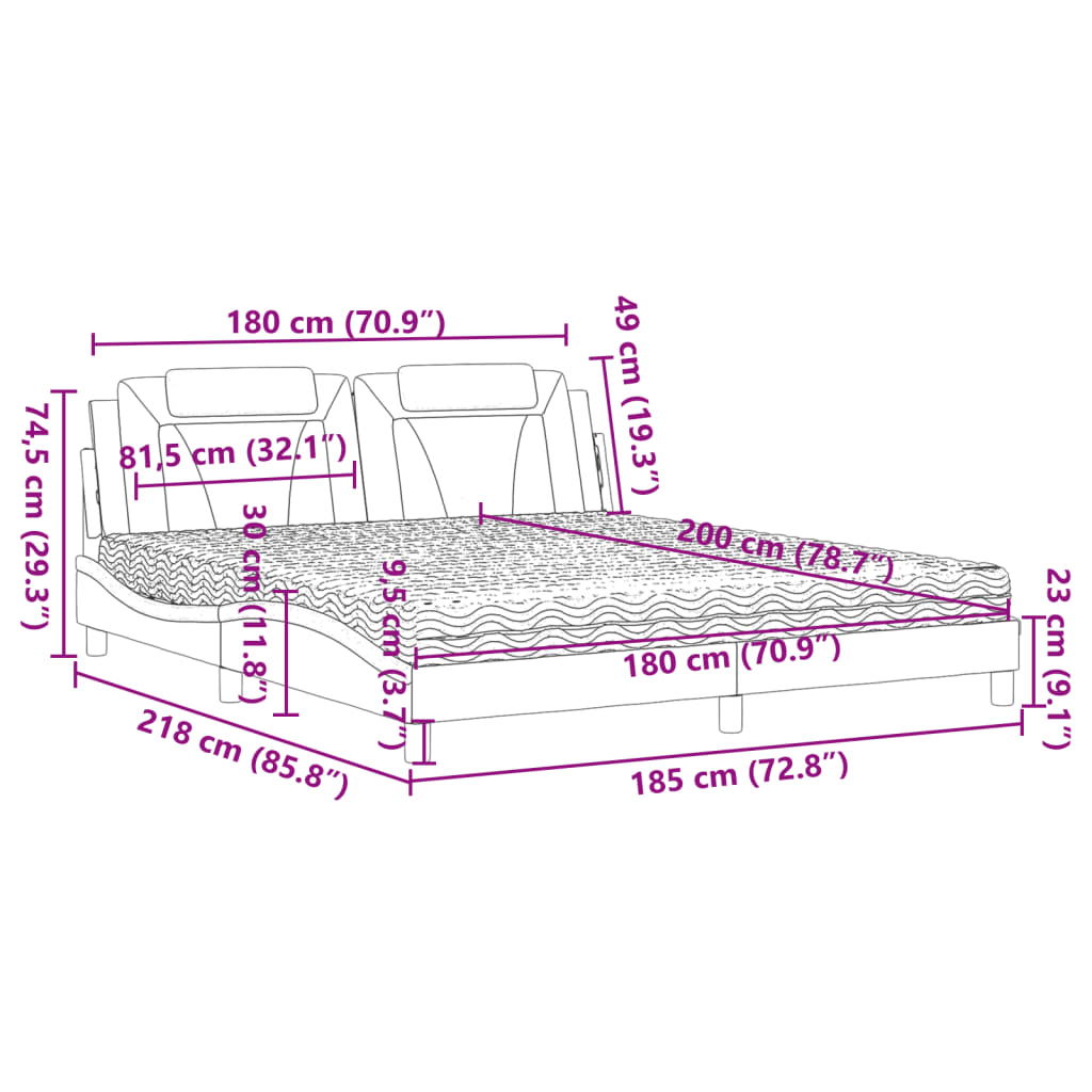 Bed met matras kunstleer wit 180x200 cm