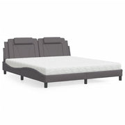 Bed "Viana" with mattress faux leather grey 180x200 cm