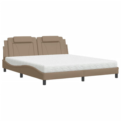 Bed met matras kunstleer cappuccinokleurig 180x200 cm