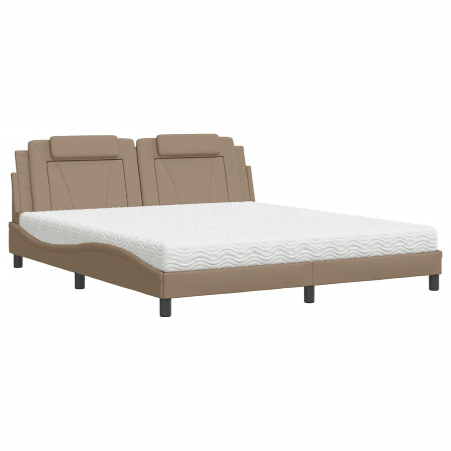 Bed met matras kunstleer cappuccinokleurig 180x200 cm