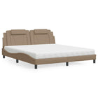 Bed "Viana" with mattress, faux leather, cappuccino-colored, 180x200 cm