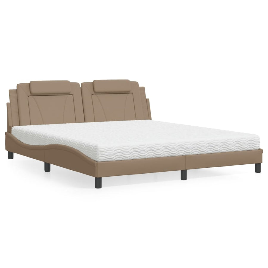 Bed met matras kunstleer cappuccinokleurig 180x200 cm