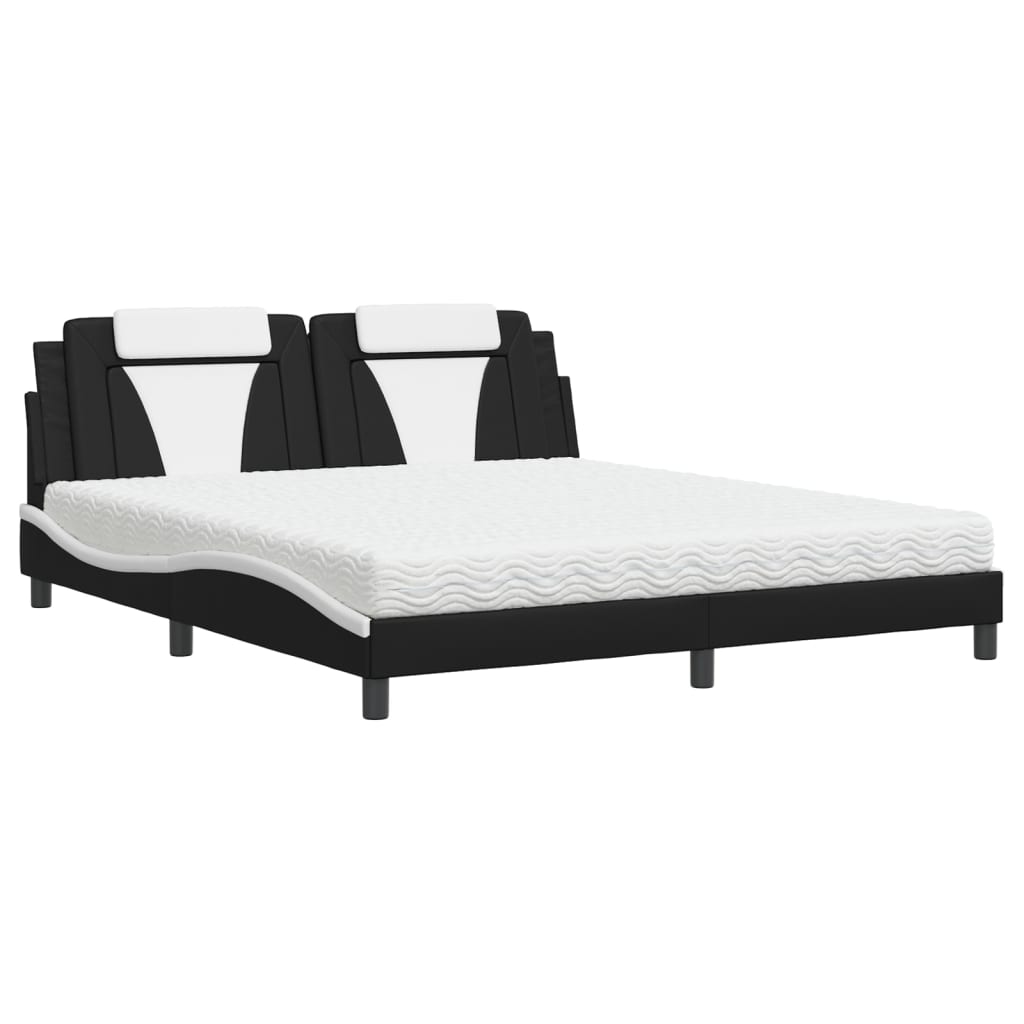 Bed met matras kunstleer zwart en wit 180x200 cm