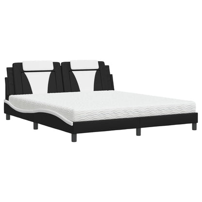 Bed met matras kunstleer zwart en wit 180x200 cm