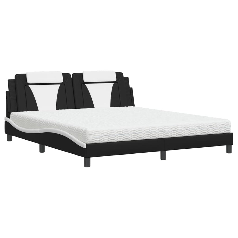 Bed met matras kunstleer zwart en wit 180x200 cm