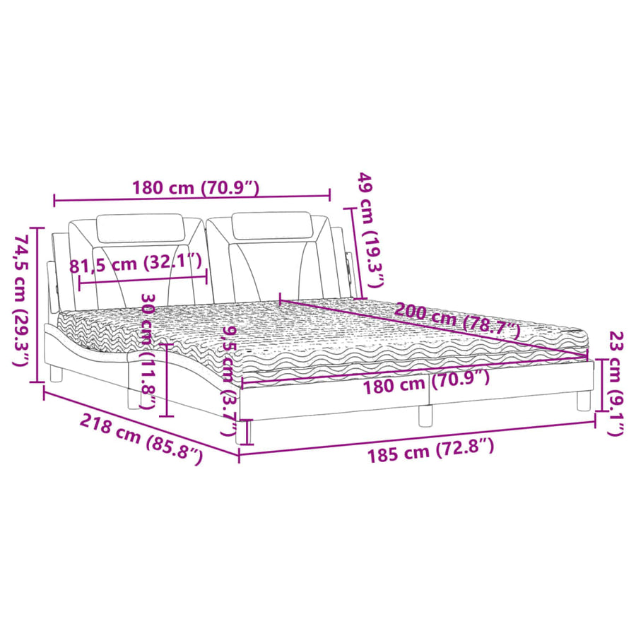 Bed met matras kunstleer zwart en wit 180x200 cm