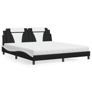 Bed "Viana" with mattress faux leather black and white 180x200 cm