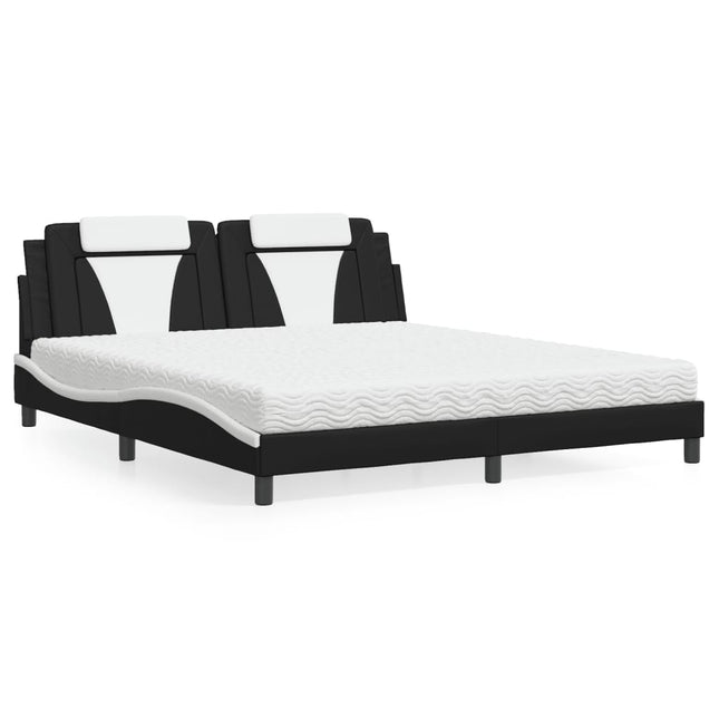 Bed met matras kunstleer zwart en wit 180x200 cm