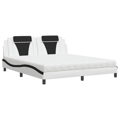 Bed met matras kunstleer wit en zwart 180x200 cm