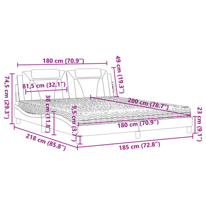 Bed met matras kunstleer wit en zwart 180x200 cm