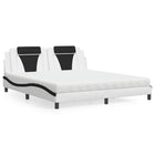 Bed "Viana" with mattress faux leather white and black 180x200 cm