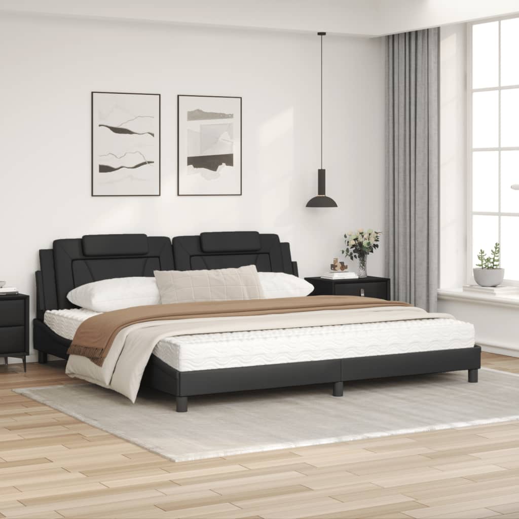 Bed met matras kunstleer zwart 200x200 cm