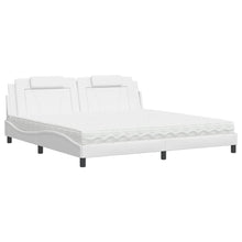 Bed met matras kunstleer wit 200x200 cm