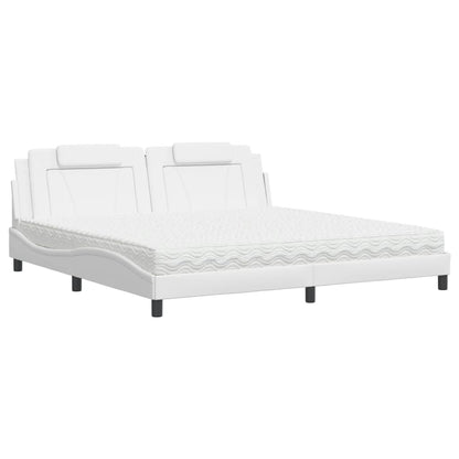 Bed met matras kunstleer wit 200x200 cm