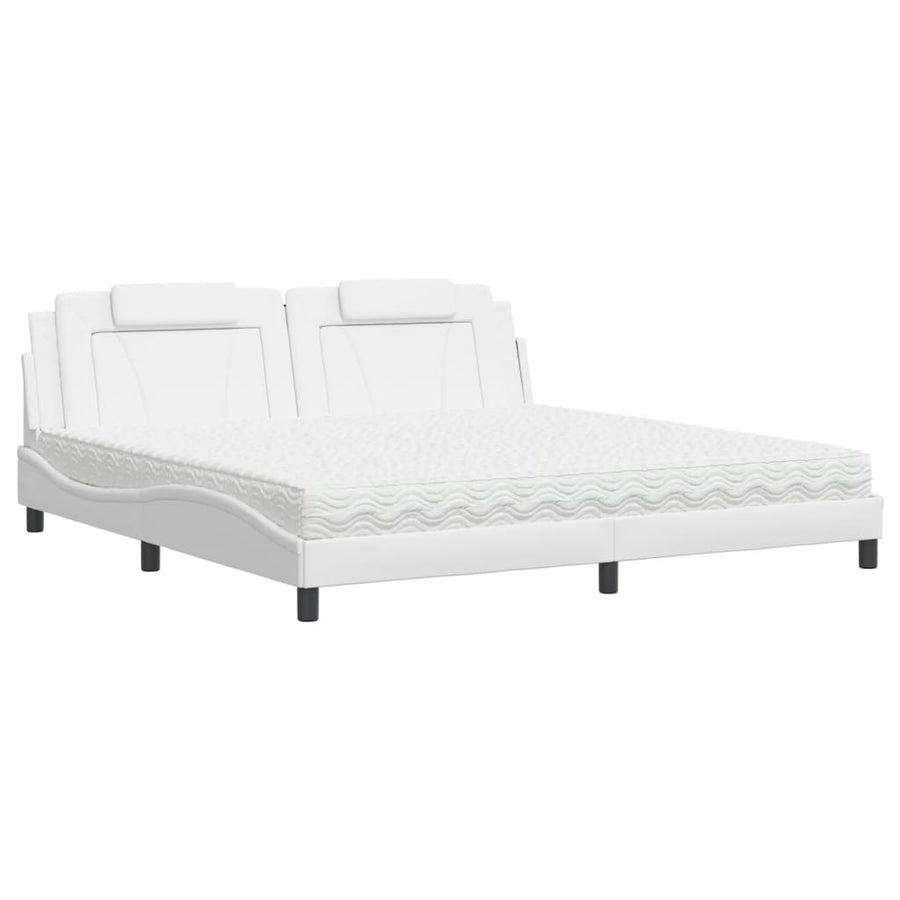 Bed met matras kunstleer wit 200x200 cm